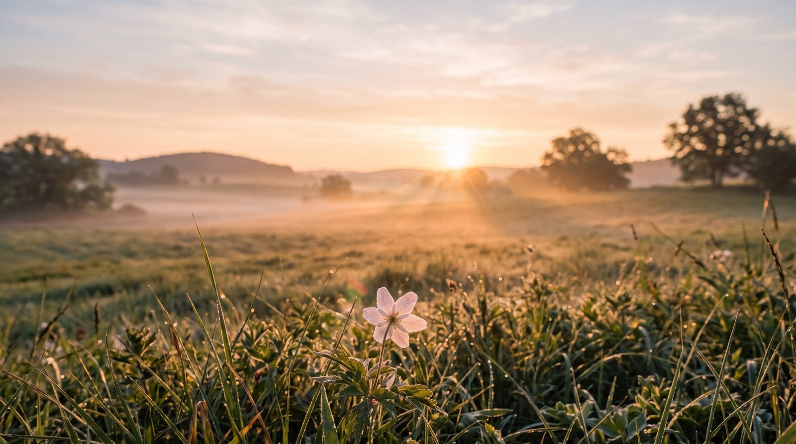 Single flower in soft sunrise light, symbolizing lasting comfort after loss