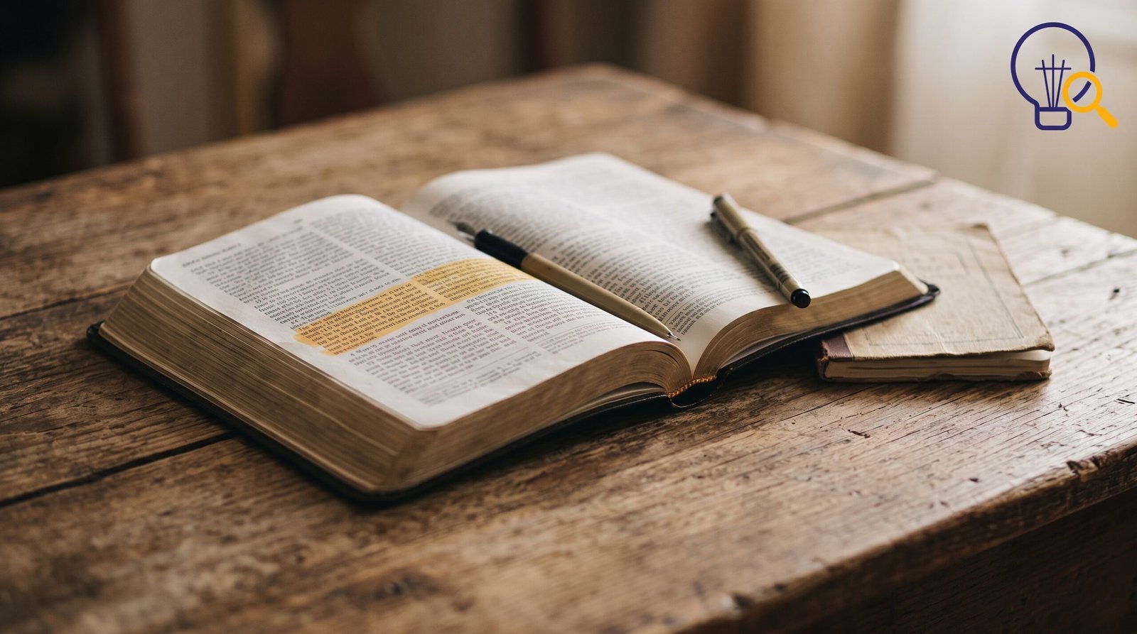 Open Bible with a highlighted verse and journal, showing encouraging Bible verses for today